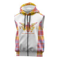 Personalized US Virgin Islands Sleeveless Zip Hoodie Eagle Madras Pattern