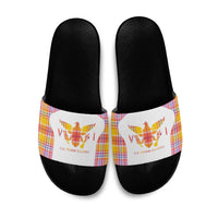 US Virgin Islands Slide Sandals Eagle Madras Pattern