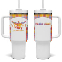 Personalized US Virgin Islands Tumbler With Handle Eagle Madras Pattern