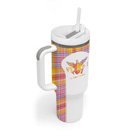 Personalized US Virgin Islands Tumbler With Handle Eagle Madras Pattern