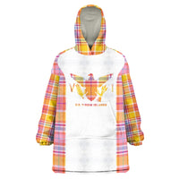 Personalized US Virgin Islands Wearable Blanket Hoodie Eagle Madras Pattern