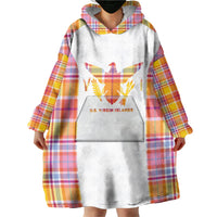 Personalized US Virgin Islands Wearable Blanket Hoodie Eagle Madras Pattern