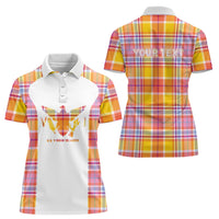 Personalized US Virgin Islands Women Polo Shirt Eagle Madras Pattern