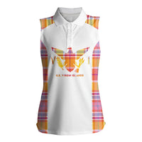 Personalized US Virgin Islands Women Sleeveless Polo Shirt Eagle Madras Pattern