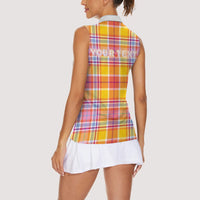 Personalized US Virgin Islands Women Sleeveless Polo Shirt Eagle Madras Pattern