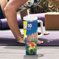 Curacao Day Tumbler With Handle One People One Heart