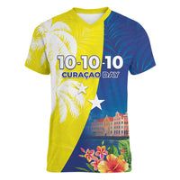 Curacao Day Women V-Neck T-Shirt One People One Heart