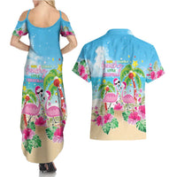 Hawaii Christmas Couples Matching Summer Maxi Dress and Hawaiian Shirt Deck The Palms Holiday Flamingos LT05 - Wonder Print Shop