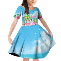 Hawaii Christmas Family Matching Off Shoulder Short Dress and Hawaiian Shirt Deck The Palms Holiday Flamingos LT05 - Wonder Print Shop