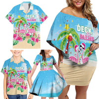 Hawaii Christmas Family Matching Off Shoulder Short Dress and Hawaiian Shirt Deck The Palms Holiday Flamingos LT05 - Wonder Print Shop