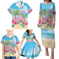 Hawaii Christmas Family Matching Puletasi and Hawaiian Shirt Deck The Palms Holiday Flamingos LT05 - Wonder Print Shop