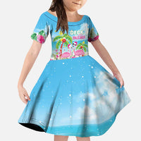 Hawaii Christmas Family Matching Short Sleeve Bodycon Dress and Hawaiian Shirt Deck The Palms Holiday Flamingos LT05 - Wonder Print Shop