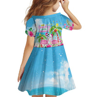 Hawaii Christmas Family Matching Short Sleeve Bodycon Dress and Hawaiian Shirt Deck The Palms Holiday Flamingos LT05 - Wonder Print Shop