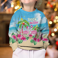 Hawaii Christmas Kid Ugly Christmas Sweater Deck The Palms Holiday Flamingos LT05 - Wonder Print Shop