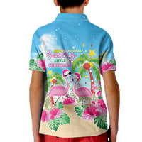 Hawaii Christmas Kid Polo Shirt Deck The Palms Holiday Flamingos LT05 - Wonder Print Shop