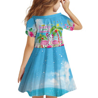 Hawaii Christmas Kid Short Sleeve Dress Deck The Palms Holiday Flamingos LT05 - Wonder Print Shop
