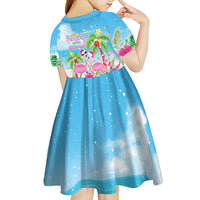 Hawaii Christmas Kid Short Sleeve Dress Deck The Palms Holiday Flamingos LT05 - Wonder Print Shop