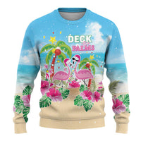Hawaii Christmas Ugly Christmas Sweater Deck The Palms Holiday Flamingos LT05 - Wonder Print Shop