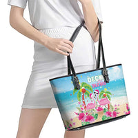 Hawaii Christmas Leather Tote Bag Deck The Palms Holiday Flamingos LT05 - Wonder Print Shop