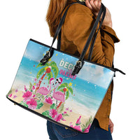 Hawaii Christmas Leather Tote Bag Deck The Palms Holiday Flamingos LT05 - Wonder Print Shop