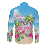 Hawaii Christmas Long Sleeve Button Shirt Deck The Palms Holiday Flamingos LT05 - Wonder Print Shop