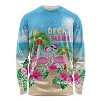 Hawaii Christmas Long Sleeve Shirt Deck The Palms Holiday Flamingos LT05 - Wonder Print Shop