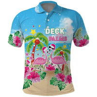 Hawaii Christmas Polo Shirt Deck The Palms Holiday Flamingos LT05 - Wonder Print Shop