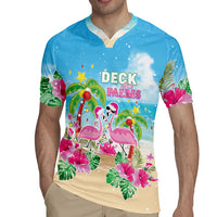 Hawaii Christmas Rugby Jersey Deck The Palms Holiday Flamingos LT05 - Wonder Print Shop