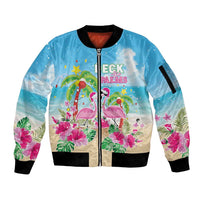 Hawaii Christmas Sleeve Zip Bomber Jacket Deck The Palms Holiday Flamingos LT05 - Wonder Print Shop