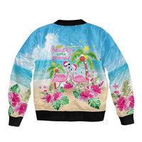 Hawaii Christmas Sleeve Zip Bomber Jacket Deck The Palms Holiday Flamingos LT05 - Wonder Print Shop