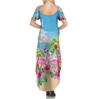 Hawaii Christmas Summer Maxi Dress Deck The Palms Holiday Flamingos LT05 - Wonder Print Shop