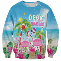 Hawaii Christmas Sweatshirt Deck The Palms Holiday Flamingos LT05 - Wonder Print Shop