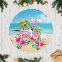 Hawaii Christmas Tree Skirt Deck The Palms Holiday Flamingos LT05 - Wonder Print Shop