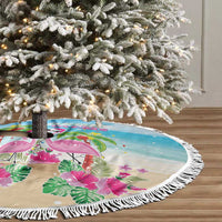 Hawaii Christmas Tree Skirt Deck The Palms Holiday Flamingos LT05 - Wonder Print Shop