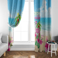 Hawaii Christmas Window Curtain Deck The Palms Holiday Flamingos LT05 - Wonder Print Shop