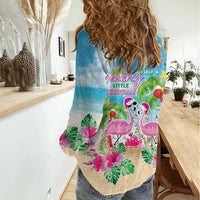 Hawaii Christmas Women Casual Shirt Deck The Palms Holiday Flamingos LT05 - Wonder Print Shop