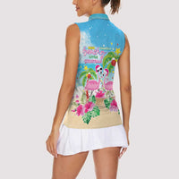 Hawaii Christmas Women Sleeveless Polo Shirt Deck The Palms Holiday Flamingos LT05 - Wonder Print Shop