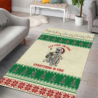 Funny Skeleton Christmas Area Rug It's Fine I'm Fine Everything Is Fine - Wonder Print Shop