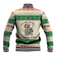 Funny Skeleton Christmas Baseball Jacket It's Fine I'm Fine Everything Is Fine - Wonder Print Shop