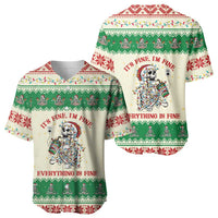 Funny Skeleton Christmas Baseball Jersey It's Fine I'm Fine Everything Is Fine - Wonder Print Shop