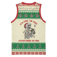 Funny Skeleton Christmas Basketball Jersey It's Fine I'm Fine Everything Is Fine - Wonder Print Shop