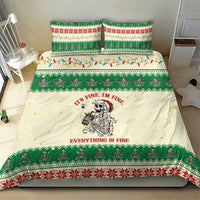 Funny Skeleton Christmas Bedding Set It's Fine I'm Fine Everything Is Fine - Wonder Print Shop