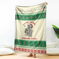 Funny Skeleton Christmas Blanket It's Fine I'm Fine Everything Is Fine - Wonder Print Shop
