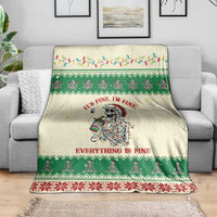 Funny Skeleton Christmas Blanket It's Fine I'm Fine Everything Is Fine - Wonder Print Shop