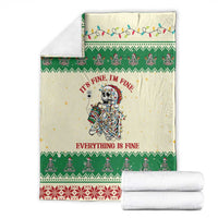 Funny Skeleton Christmas Blanket It's Fine I'm Fine Everything Is Fine - Wonder Print Shop