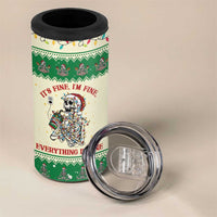Funny Skeleton Christmas 4 in 1 Can Cooler Tumbler It's Fine I'm Fine Everything Is Fine - Wonder Print Shop