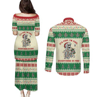 Funny Skeleton Christmas Couples Matching Puletasi and Long Sleeve Button Shirt It's Fine I'm Fine Everything Is Fine - Wonder Print Shop