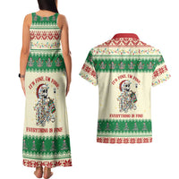 Funny Skeleton Christmas Couples Matching Tank Maxi Dress and Hawaiian Shirt It's Fine I'm Fine Everything Is Fine - Wonder Print Shop