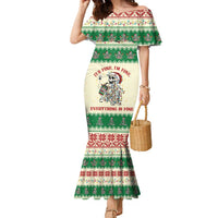 Funny Skeleton Christmas Family Matching Mermaid Dress and Hawaiian Shirt It's Fine I'm Fine Everything Is Fine - Wonder Print Shop