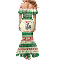 Funny Skeleton Christmas Family Matching Mermaid Dress and Hawaiian Shirt It's Fine I'm Fine Everything Is Fine - Wonder Print Shop